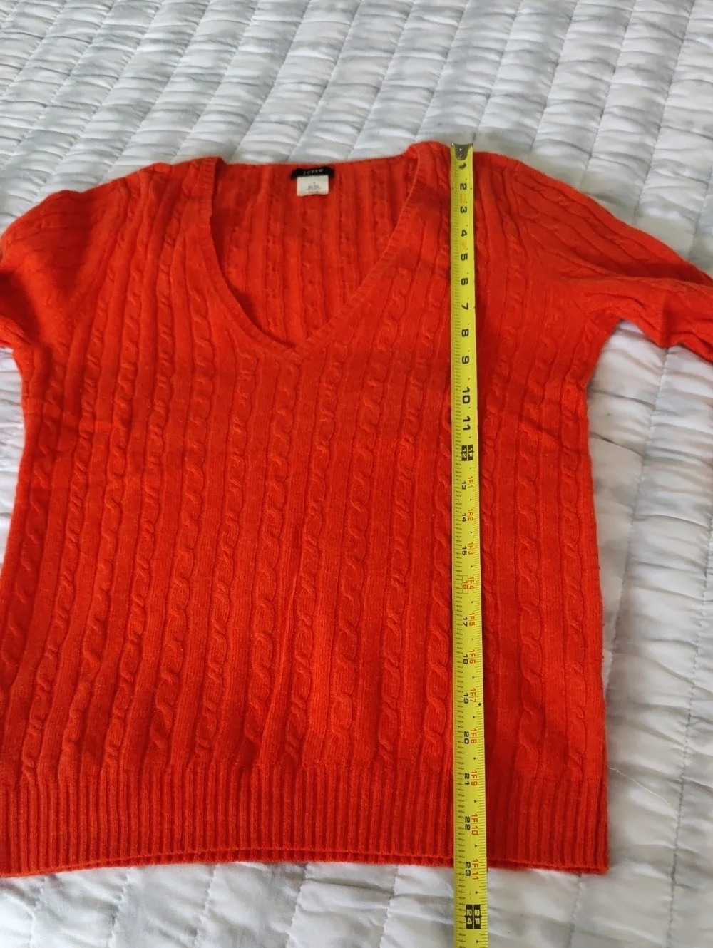 J.crew Women's Cable Knit V-Neck Sweater Orange Vintage Cottagecore Y2K Luxury